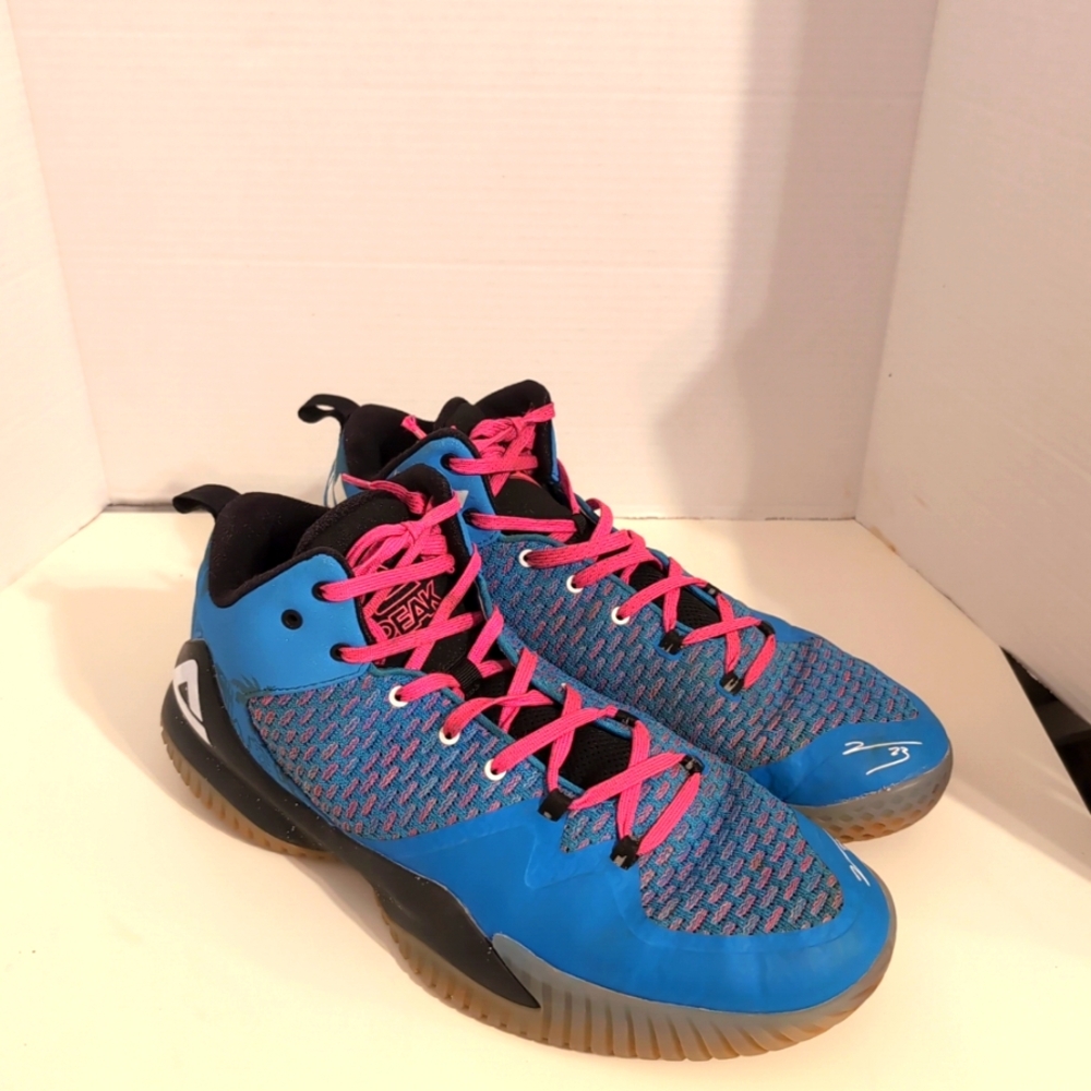 PEAK Lou Williams Men's Basketball Sneakers Mid-Top Blue and Pink Size‎ 14